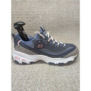 Skechers D'Lites New Journey Womens Size 8 11947 Leather Upper Blue Gray